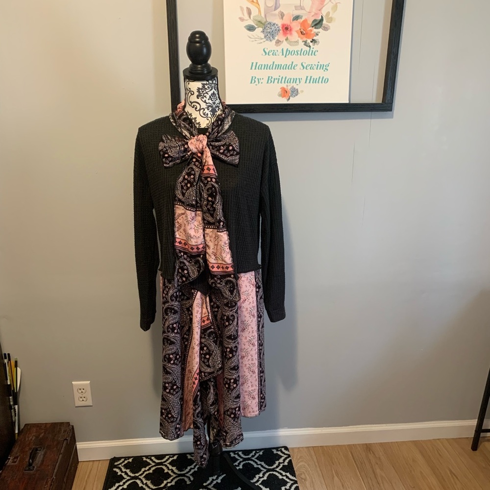 Handmade sweater tunic with matching scarf!